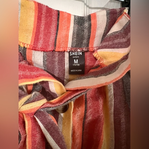 Shein Striped Button Up Mini Skirt with Tie Belt - Picture 4 of 5